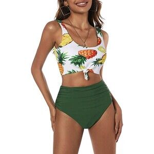Zaful Pineapple High Waist Tank bikini Sz L